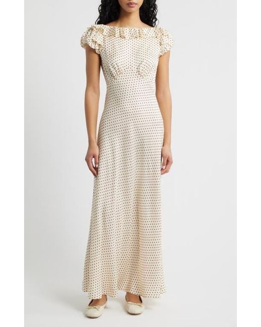 Doen Emerence Ruffle Print Silk Blend Maxi Dress in Natural | Lyst