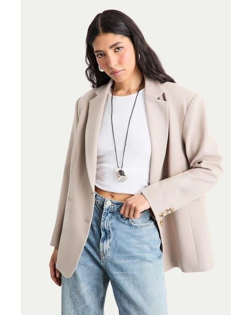 Warehouse White Oversized Single Breasted Blazer