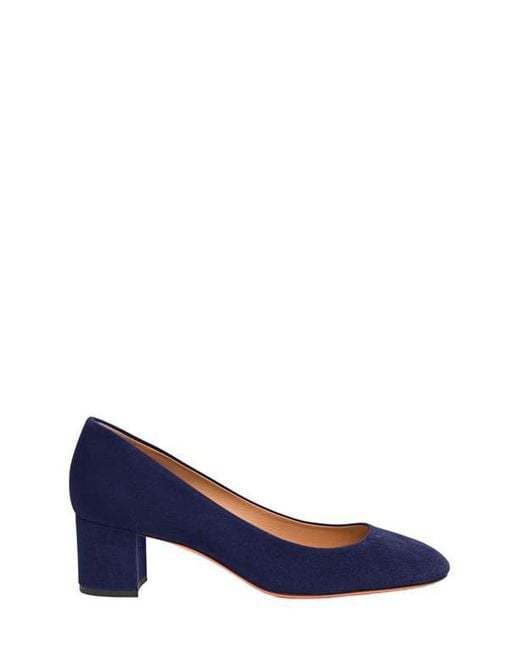 Santoni Blue Suede Low-Heel Pump