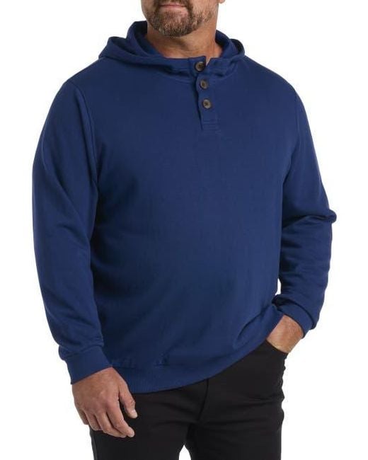 True Nation by DXL Men's Blue Soft-Wash Henley Hoodie