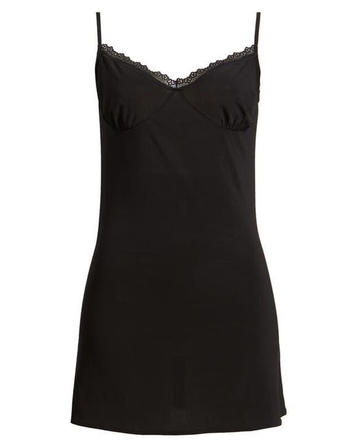 Bella Venice The Chloe Lace Trim Mini Slipdress in Black