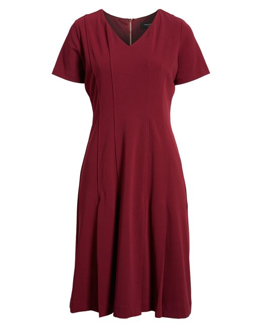 Tahari Red V-neck Dress