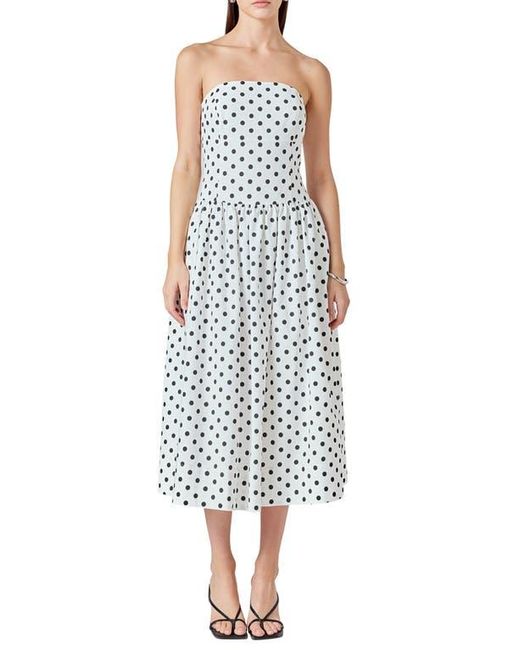 Endless Rose Blue Polka Dot Strapless A-Line Dress