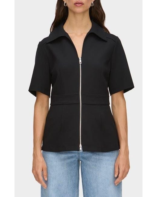 ALIGNE Black Cecile Zip Front Top