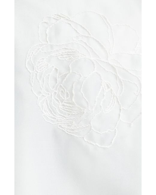 Cinq À Sept White Etta Embroidered Sleeveless Crop Top