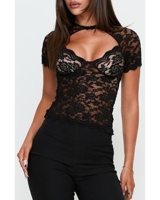 Princess Polly Women's Black Giallo Cutout Lace Top