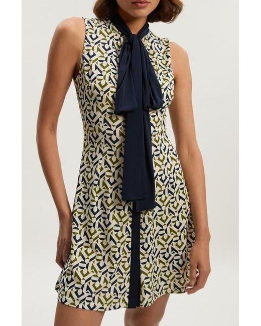 Karen Millen Multicolor Petite Crepe Tie Neck Mini Dress