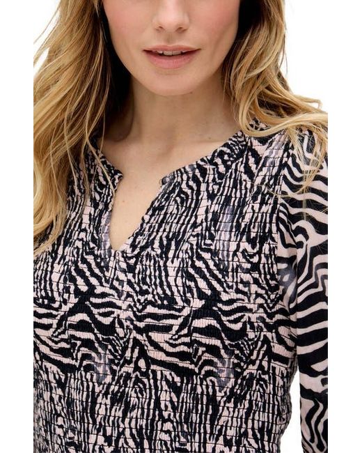 Raffya Black Paulina Shirred Bodice Zebra Print Maxi Dress