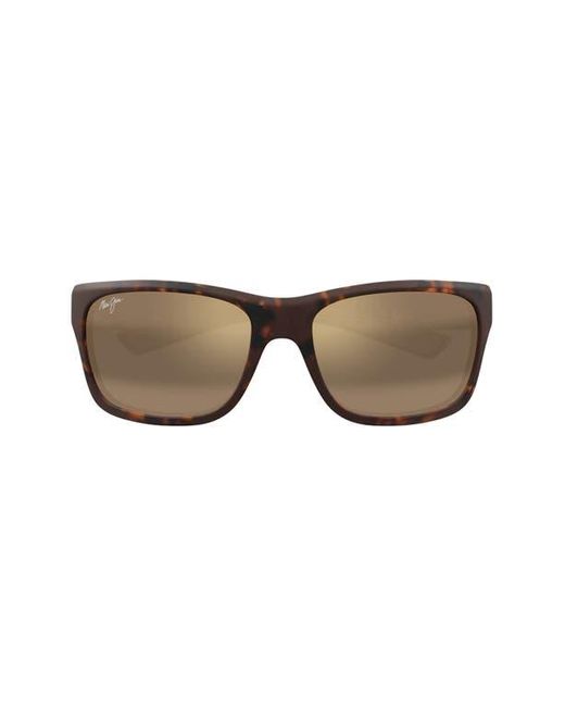 Maui Jim Natural 'Ano Nui 63Mm Oversize Polarizedplus2 Rectangular Wrap Sunglasses for men