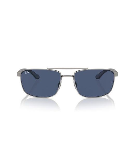 Ray-Ban Blue 60Mm Rectangular Sunglasses for men
