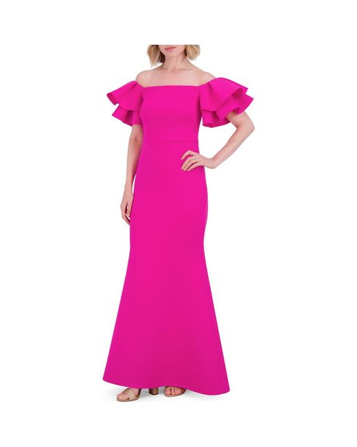 eliza j pink ruffle dress Eliza J Women's Ruffle-sleeve Sheath Knee Length Dress