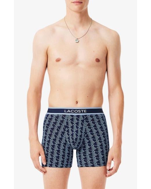 Lacoste Blue Monogram Assorted 3-Pack Boxer Briefs for men