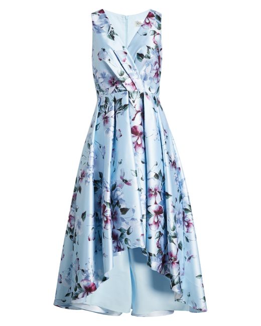 Eliza J Floral High-low Cocktail Dress in Blue | Lyst