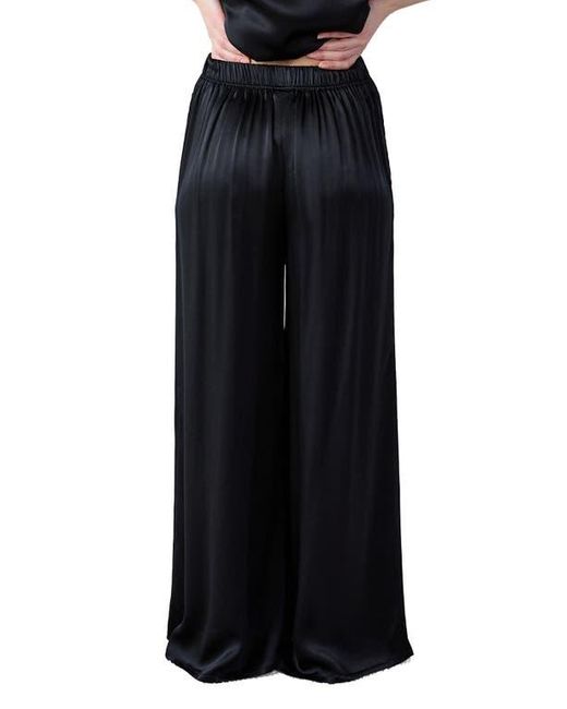 Etam Blue Pearly Silk Wide Leg Pajama Pants