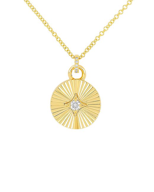 EF Collection Metallic 14k Gold Fluted Diamond Disc Pendant Necklace