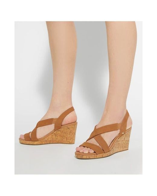 Dune White Kamies Slingback Platform Wedge Sandal
