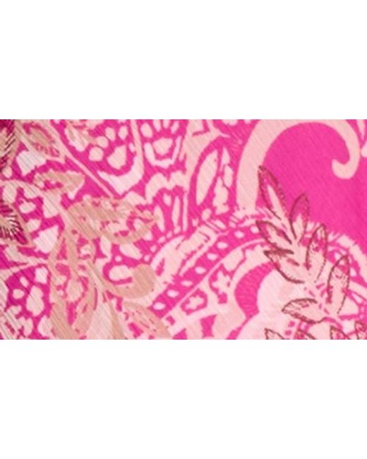Jones New York Pink Paisley Print Sleeveless Chiffon Maxi Dress