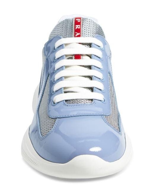 Prada Blue America's Cup Vernice Bike Low Top Sneaker for men