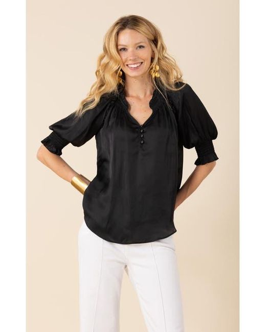 Hale Bob Black Eileen Charmeuse Top