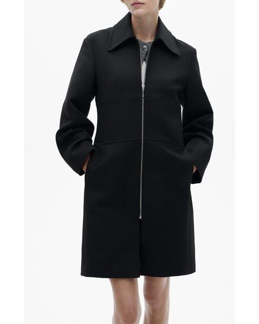 Mango Black Straight Cut Coat