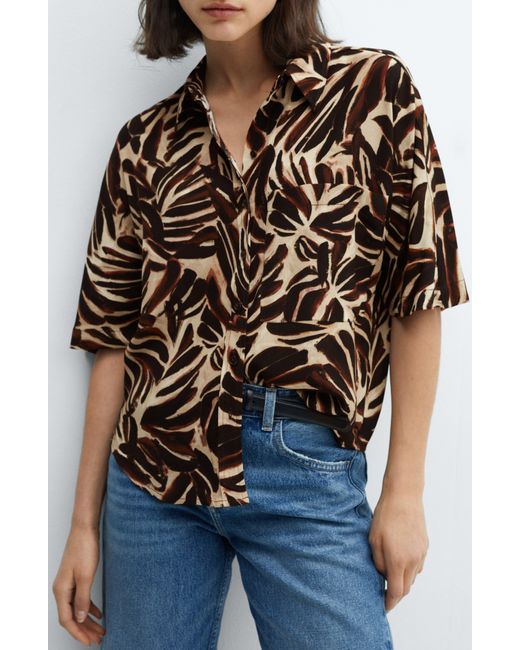 Mango Black Claudie Floral Print Button-up Shirt