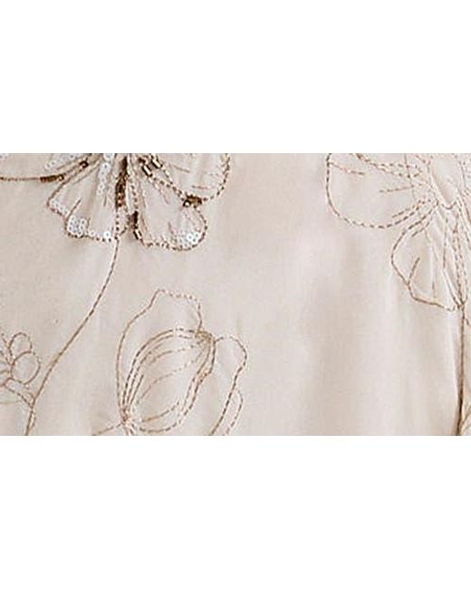 House Of Cb Natural Seren Embellished Georgette Gown