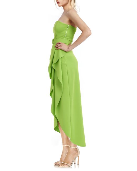 Badgley Mischka Green Belted Strapless Cocktail Dress