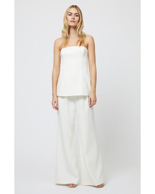 French Connection White Azra Strapless Twill Top