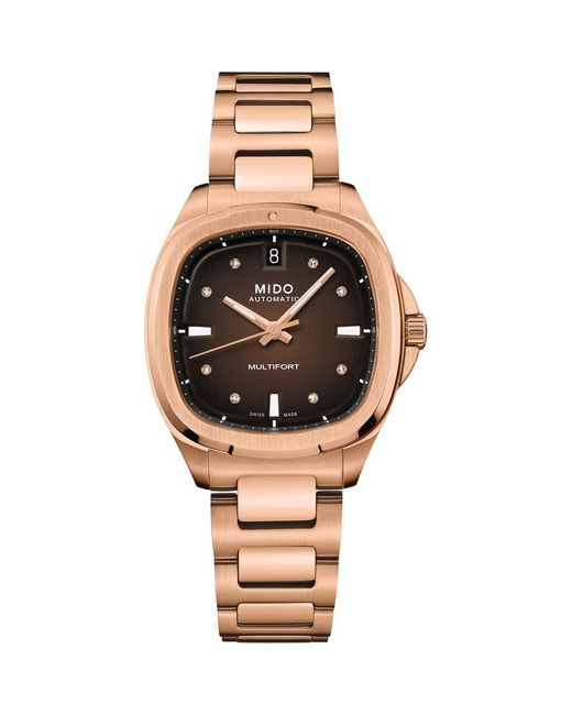 MIDO Metallic Multifort Diamond Square Automatic Bracelet Watch, 35Mm