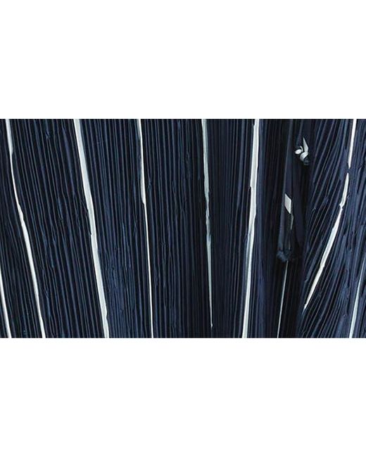 Lafayette 148 New York Blue Stripe Plissé Recycled Polyester Satin Maxi Dress