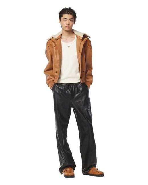 MCM White Shearling Bomber Jacket for men