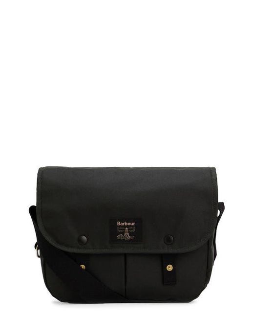 Barbour Black Field Riever Wax Cotton Crossbody Bag for men