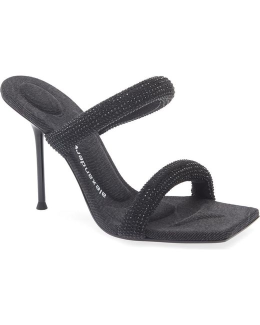 Alexander Wang Blue Julie Tubular Crystal Embellished Slide Sandal