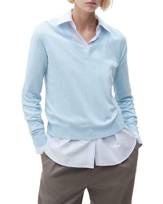 Mango Blue V-Neck Sweater