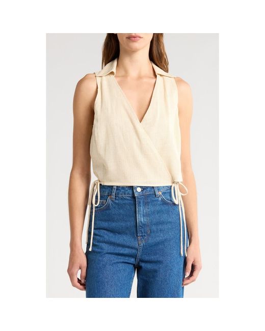 1.STATE Blue Wrap Front Collar Top