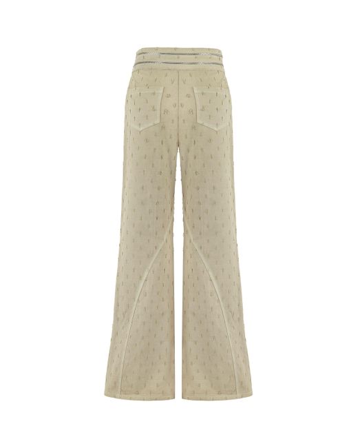 Nocturne Natural Wide Leg Jeans With Zipper Detail At Waist
