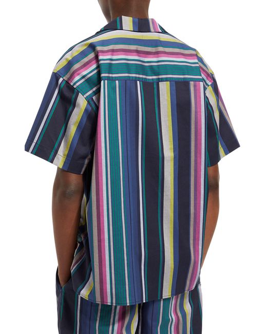 Scotch & Soda Blue Multicolor Stripe Camp Shirt for men