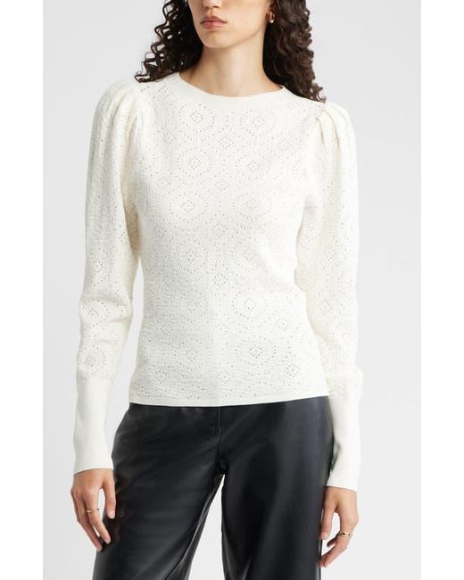Nordstrom Women's White Lacy Open Stitch Sweater