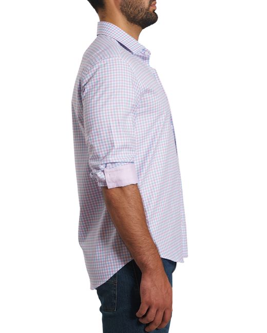 Jared Lang Purple Trim Fit Gingham Pima Cotton Button-up Shirt for men