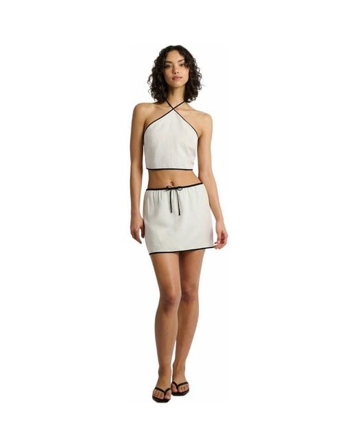 Onia White Air Linen Cropped Halter Top