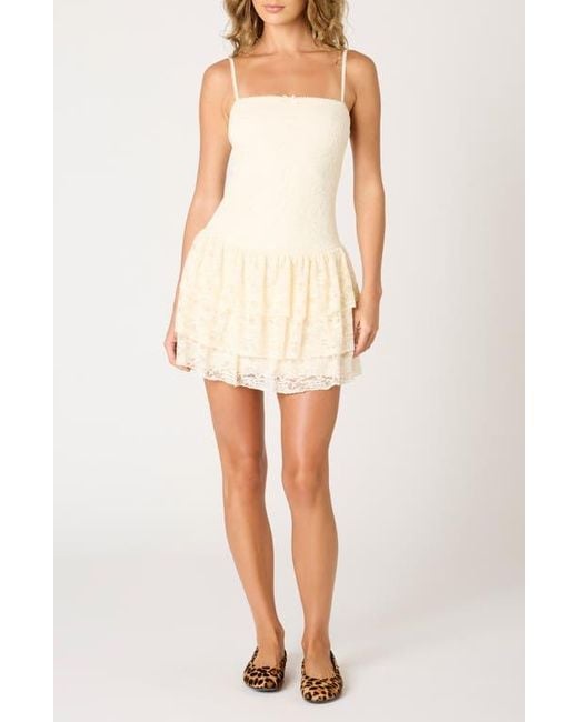 Nia Audrey Lace Tiered Cocktail Dress in White | Lyst