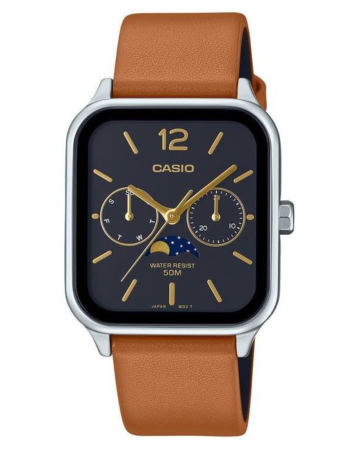 G-Shock Black Moonphase Leather Strap Watch, 44.5Mm X 34Mm for men