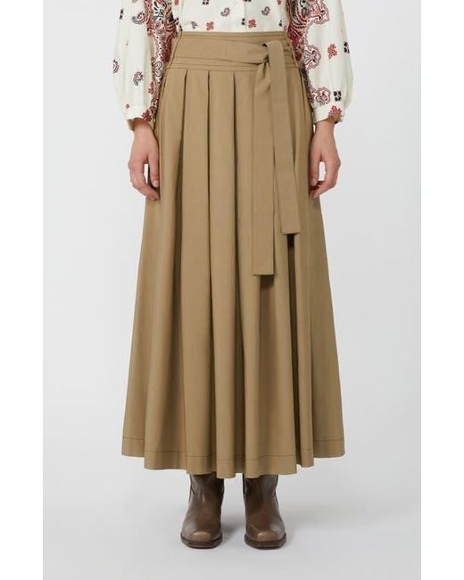 Weekend by Maxmara Natural Agiate Pleated Cotton Maxi Skirt