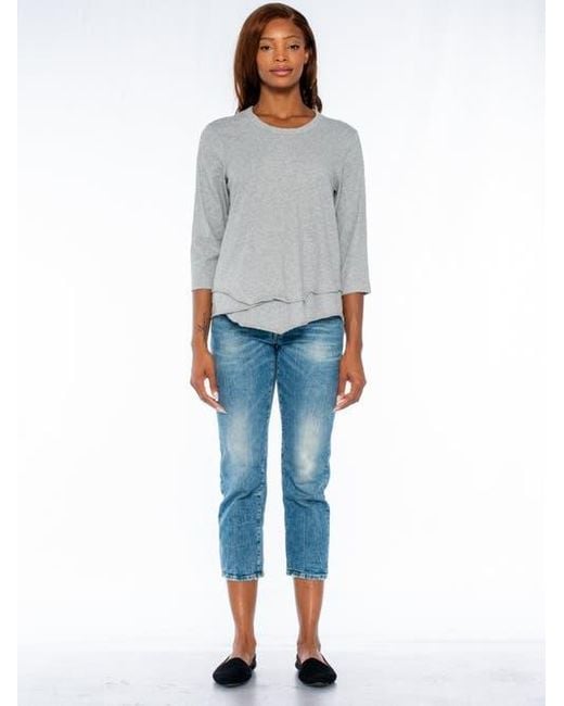 Wilt Red Shrunken Crew 3/4 Sleeve Mock Layer Tee