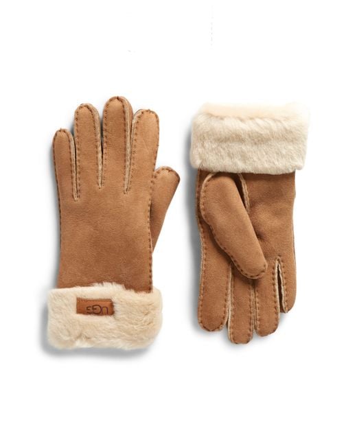 Ugg Natural Genuine Shearling Turn Cuff Gloves