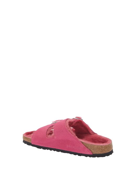 Birkenstock Arizona Genuine Shearling Lined Slide Sandal in Pink Lyst