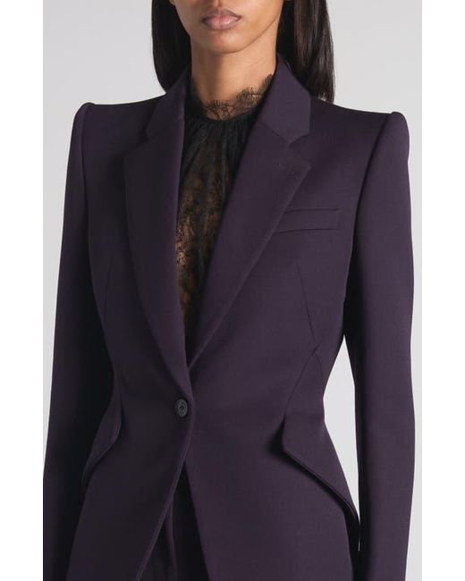 McQueen Blue One-Button Wool Jacket