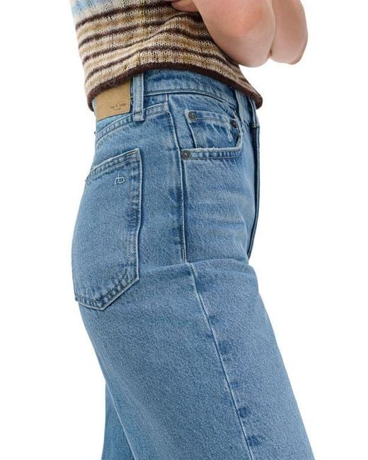 Rag & Bone Blue Shea High Waist Relaxed Straight Leg Jeans
