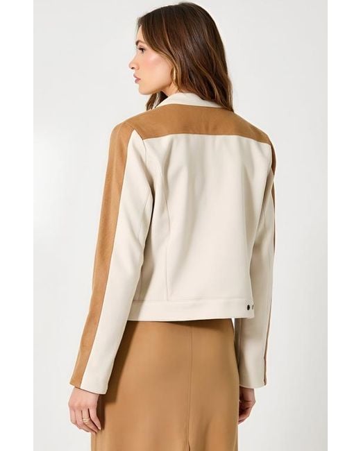 Modenaire Natural Colorblock Jacket With Zip Pockets