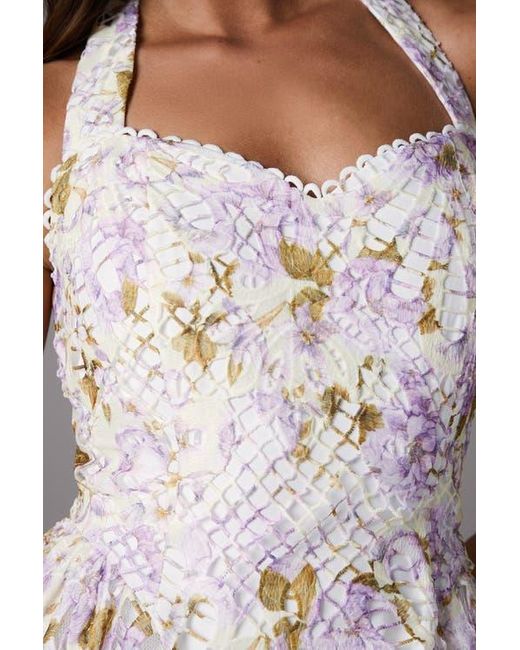 Coast White Printed Lace Halter Neck Midi Dress